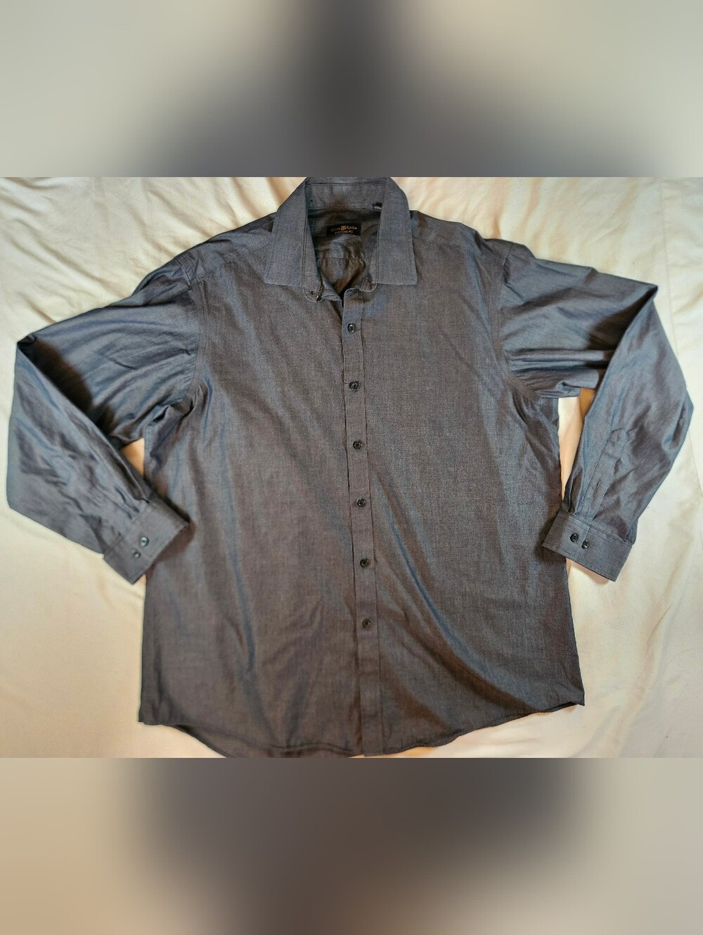 Club Room Mens Dark Gray Long Sleeve Button Up Wrinkle Resist Shirt Size 16 1/2